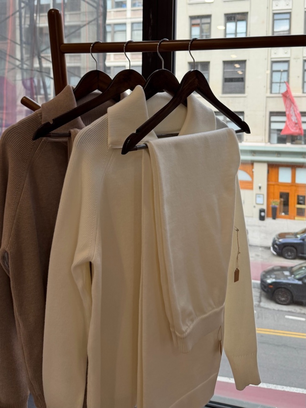 Women's Cream Ribbed Turtleneck Sweater